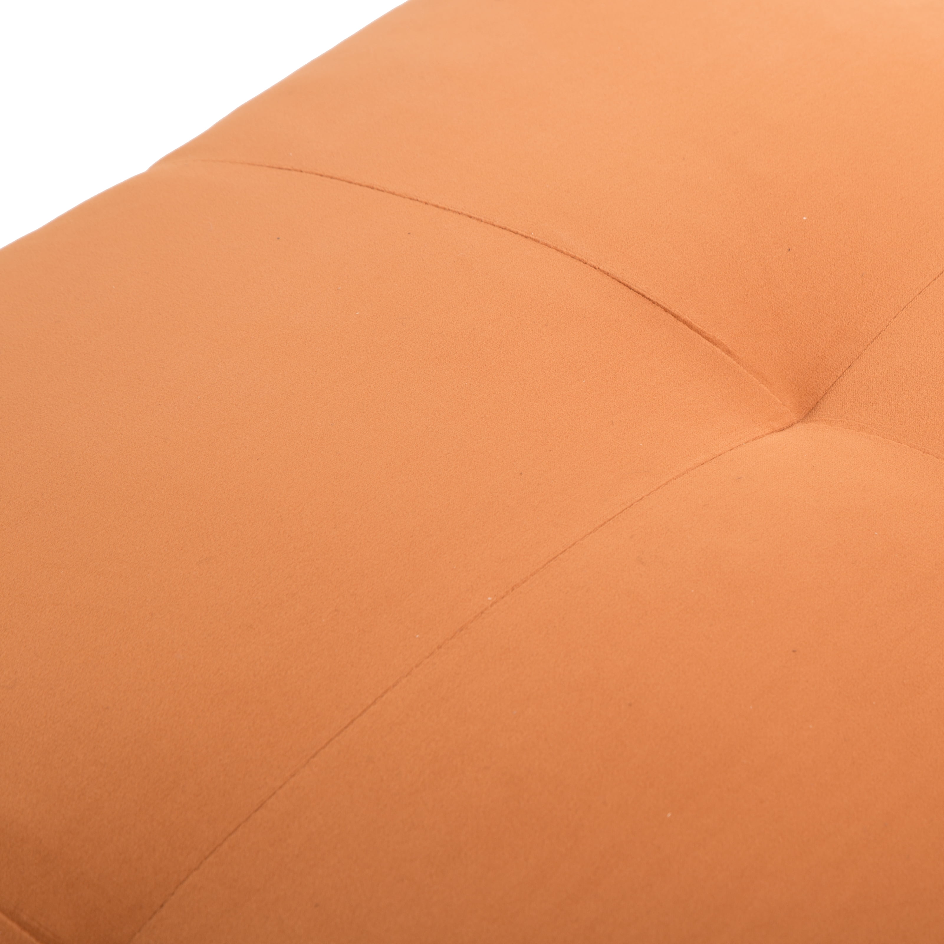 BSHTI 70" Velvet Convertible Futon Sofa Bed with Split Back & 5-Position Adjustment, Metal Frame, Tapered Legs, for Small Space & Guest Room, Orange