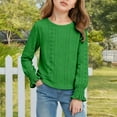 thumbnail image 2 of Wxirdiow Girls Shirts Girls Long Sleeve Shirts Ribbed Knit Cotton Layer Tops Slim Fit Casual Undershirts Green Size,12-14 Years, 2 of 6