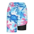 thumbnail image 4 of Nuoqisi Mens Swim Trunks Bathing Suit Mens Swimwear Shorts Quick Dry with Compression Liner Print Beach Board with Pocket and Drawstring, 4 of 6