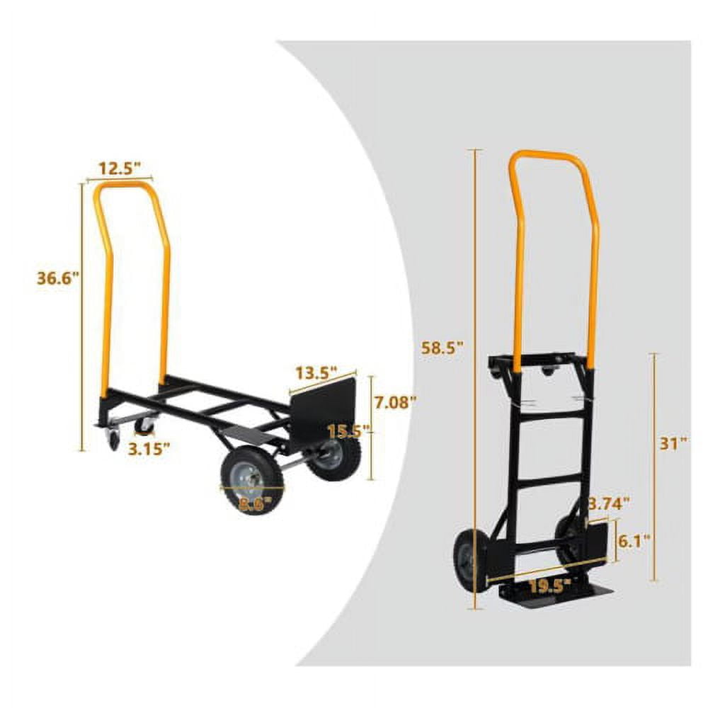 Hi-GARDEN,1-YEAR-WARRANTY,58.5"x19.5"x7.08",330 LBS,Hand Truck Dual Purpose 2 Wheel Dolly Cart and 4 Wheel Push Cart with Swivel Wheels Heavy Duty Platform Cart for Moving/Warehouse/Garden/Grocery