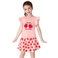 thumbnail image 3 of Cooltree Toddler Girls 2-Piece Skirt Set - Ruffled Pink Top & Strawberry Print Skort Outfits for Little Girls Size 3T, 3 of 7
