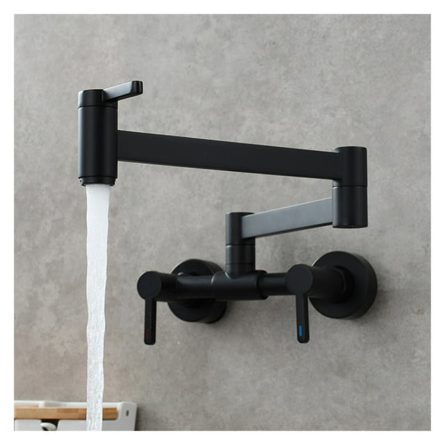 Brass Pot Filler Faucet Folding Kitchen Faucet With Double Joint Swing Arms Rotated Tap Wall Mounted For Hot And Cold Water ,Effortless Installation