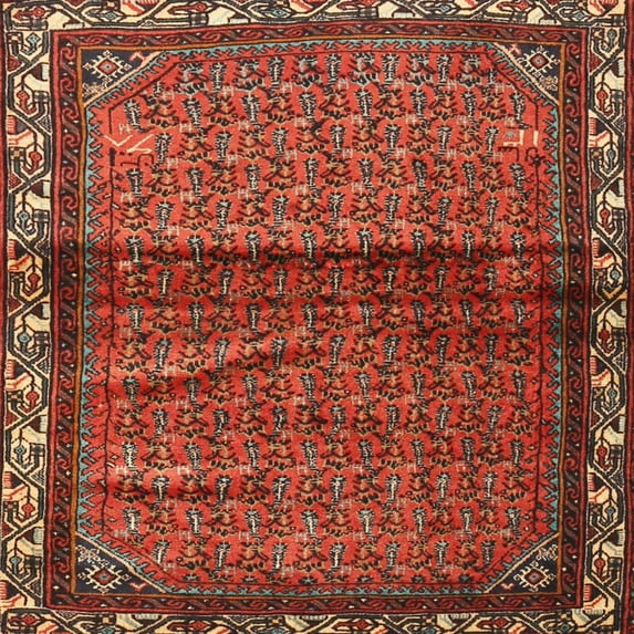 Ahgly Company Indoor Square Traditional Red Persian Area Rugs, 4' Square