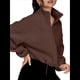 thumbnail image 3 of Chaquetas de Forro para Mujer, Sudaderas Extragrandes con Cremallera, Ropa de Invierno, Conjuntos de Larga y Corte Corto para Otoño. Color Café M, 3 of 10