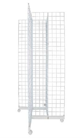 White 4-Way Wire Grid Tower with Base and Casters 