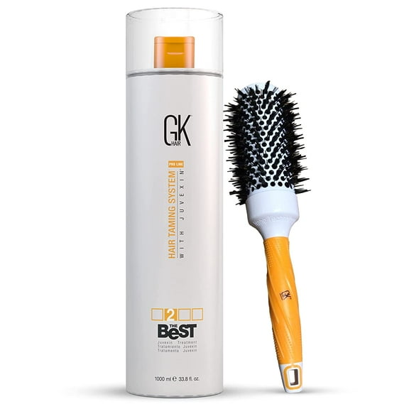 Global Keratin GKhair Thermal Round 43mm Hair Brush for Blow Drying, Styling, Straightening And Global Keratin GKhair The Best Professional Hair (1000ml/33.8 Fl Oz)