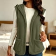 thumbnail image 2 of Oksale Hooded Fleece Vest for Women Sleeveless Jackets with Pockets Open Front Mid Length Jacket Warm Winter Vests Soft Cozy Drawstring Outwear Green M, 2 of 10