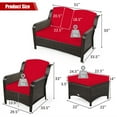 thumbnail image 2 of Gymax 5PCS Rattan Patio Conversation Sofa Furniture Set Outdoor w/ Red Cushions, 2 of 7