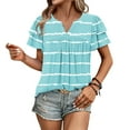 thumbnail image 4 of ATENAR T Shirts for Women Loose Summer Tops for Women Short Sleeve Tee Light Blue S, 4 of 7