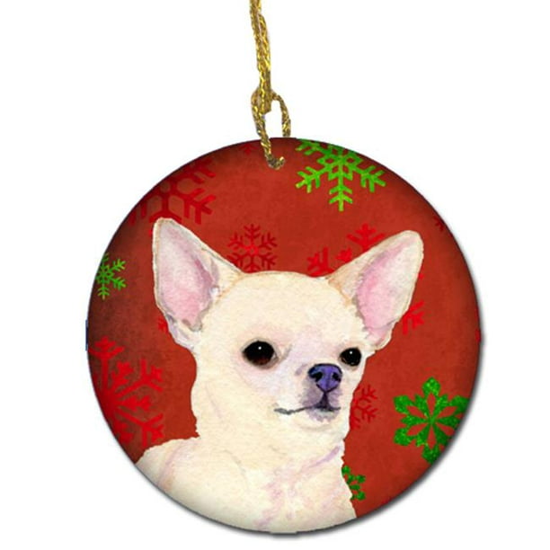 Carolines Treasures SS4679-CO1 Chihuahua Rouge Flocons de Neige Vacances Noël Ornement en Céramique
