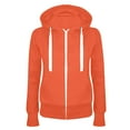 thumbnail image 2 of Feancey Women's Hooded Sweatshirt with Zipper Fall Long Sleeve Drawstring Hoodie Jackets Casual Slim Fit Zip Up Jacket with Pockets Fashion Clothes Orange S, 2 of 3