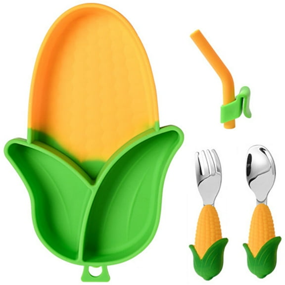 Soimiss 1 Set Toddler Divided Plate with Silicone Construction and Anti-tipping Feature