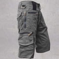 thumbnail image 2 of Men's Cargo Shorts 3/4 Relaxed Fit Outdoor Hiking Shorts Elastic Waist Casual Running Bottoms with Multi Pockets for Daily Travel Grey 4Xl, 2 of 3