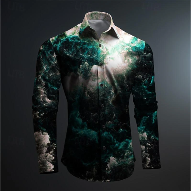 Camisa de hombre con gráficos geométricos, imagen HD, suave y cómoda, camisa de manga larga, diseño de moda transpirable