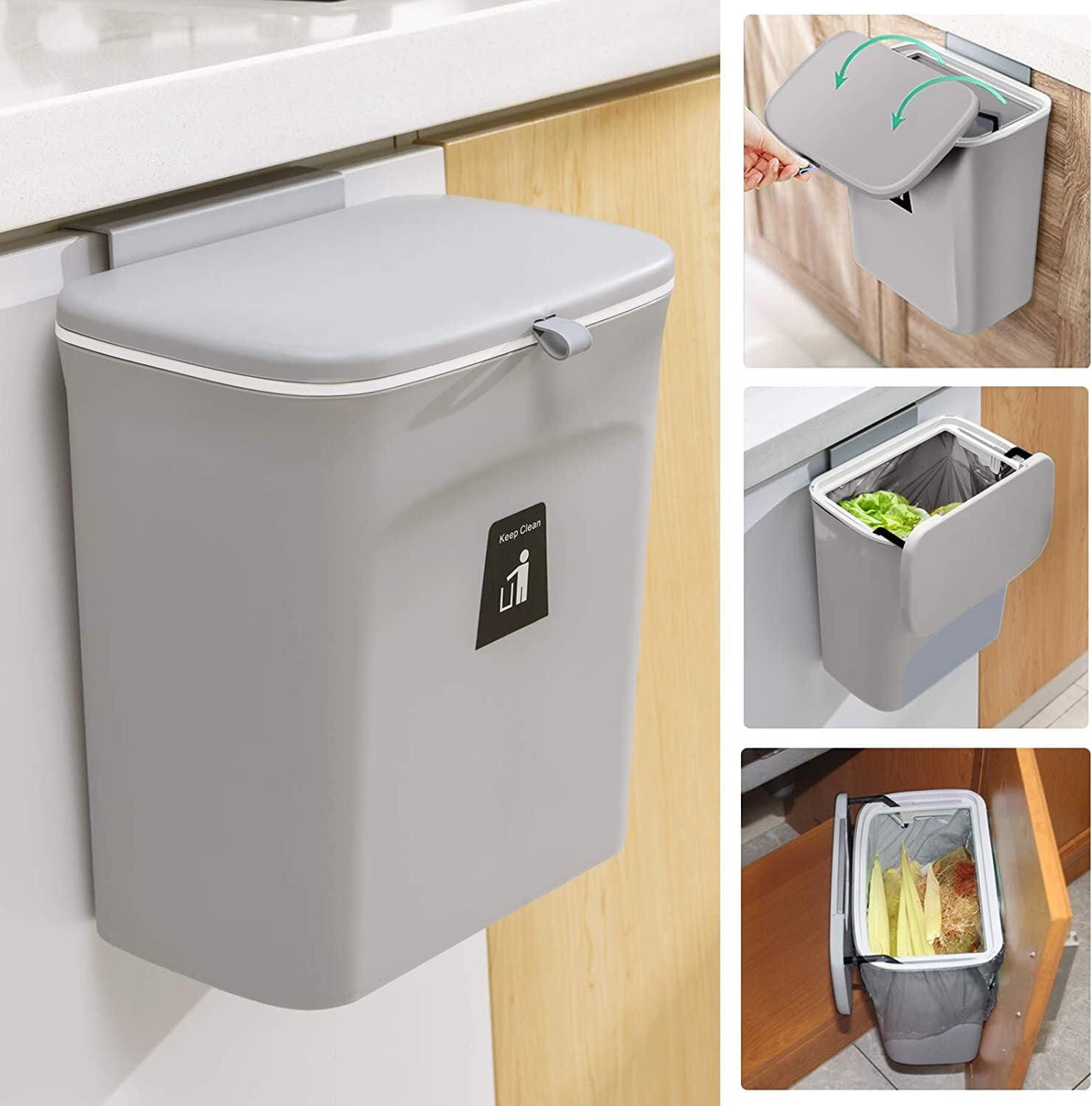 2.4 Gallon Kitchen Compost Bin for Counter Top or Under Sink