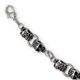 thumbnail image 4 of Stainless Steel Themed Necklace Chain Chisel Antiqued and Polished Skull 24 inch 12 mm, 4 of 6