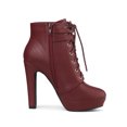 thumbnail image 3 of Unique Bargains Women's Platform Lace Up Strap Block Heels Ankle Boots, 3 of 7