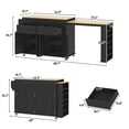 thumbnail image 7 of ANPOO Large Kitchen Island with Extendable Dining Table and Power Outlet, Rolling Kitchen Island Cart on Wheels with 2 Storage Cabinets & 2 Drawers & 3 Spice Racks, Island Table for Kitchen, 7 of 7