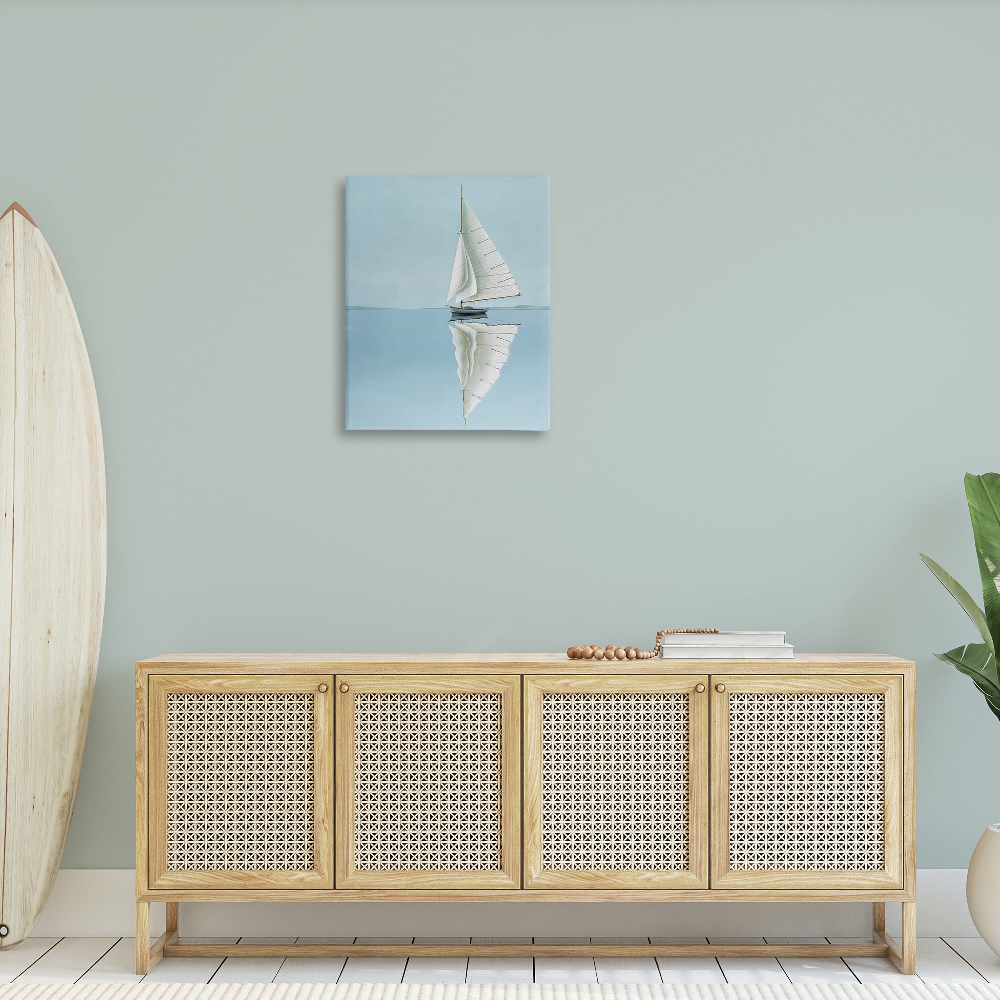 Stupell Industries Minimal Watercraft Reflection Transportation Painting Gallery Wrapped Canvas Art Print Wall Art, 24 x 30