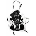 thumbnail image 1 of Saying Apron, Voice of Sea Speaks to Soul Typography on Silhouette Mermaid, Unisex Kitchen Bib with Adjustable Neck for Cooking Gardening, Adult Size, Charcoal Grey White, by Ambesonne, 1 of 4