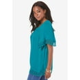 thumbnail image 3 of Roaman's Women's Plus Size Hand Crinkled Embroidered Lace Top, 3 of 4