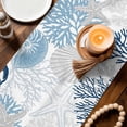 thumbnail image 3 of Blue Beige Coastal Table Runner 70 Inches, Grey Navy Blue Coral Starfish Nautical Bed Runner Dresser Scarves Tabletop for Indoor Outdoor Parties/Ceremony/Banquet, 13" x 70", 3 of 9