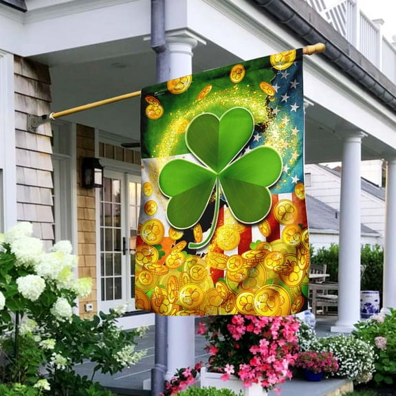 Shamrock Irish American Flag - Garden Flag (11.5" x 17.5")