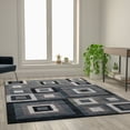 thumbnail image 3 of BizChair Geometric 6' x 9' Blue, Grey, and White Olefin Area Rug with Cotton Backing, Living Room, Bedroom, 3 of 10