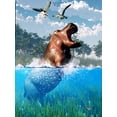 thumbnail image 2 of Eskridge, Daniel 19x24 White Modern Wood Framed Museum Art Print Titled - Lunging Hippo, 2 of 4