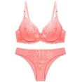 thumbnail image 1 of DPTALR Women Sexy Lace Solid Underwear Pajamas Embroidered Ladies Steel Rings Intimates Set, 1 of 2