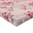 thumbnail image 4 of Ambesonne Floral Fitted Sheet, Asian Winter Flower Pattern, Queen Size, Burgundy and Pastel Pink, 4 of 5