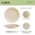 thumbnail image 2 of Sugarfiber Disposable 9 inch Compostable Round bagasse Paper Plates 50 Count, 2 of 7