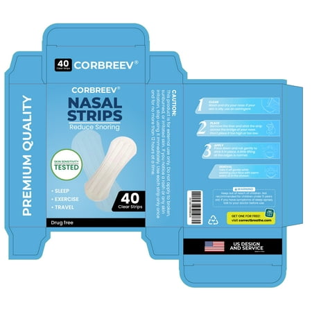 CorBreev Extra Strength Clear Nasal Strips, 40 Count