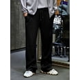 thumbnail image 2 of Biezeib Men’s Drawstring Pants Mid Waist Straight Leg Long Pants Casual Solid Color Ribbed Pants, 2 of 6