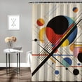 thumbnail image 2 of Pratyus Circles Lines Shapes Printed Shower Curtain, Easy Care 100% Polyester Fiber Home Bathroom Decoration with Hooks 36x72, 2 of 7