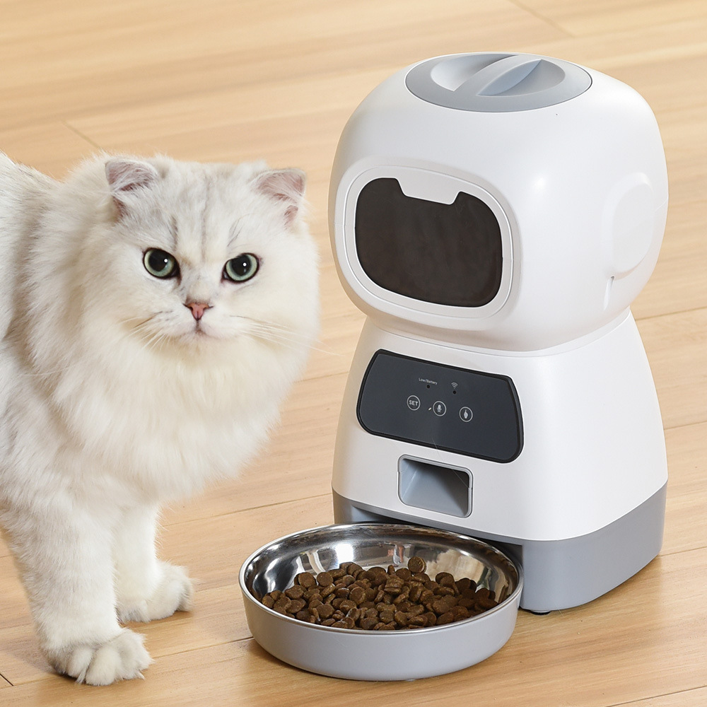 Smart Robot Automatic Pet Feeder for Cats & Dogs - 3.5L Dry Food Dispenser with Timed & Portion Control, Dual Power Supply, and Removable Stainless Steel Bowl
