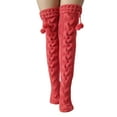 thumbnail image 4 of EnJoCho Knit Crew Socks For Women Knit Calf Length Socks Knitted Over The Knee Stockings Autumn Winter Solid Knitted Warm Long Knee Cap Socks With Plush, 4 of 4