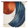 thumbnail image 2 of Navy Blue Burnt Orange Semi Sheer Curtains Drapes for Living Room, Bedroom, French Doors Window 72 Inches Long, Modern Boho Art Geometric Rod Pocket Chiffon Curtain Drapery Voile Draperies Panel, 2 of 6
