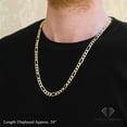 thumbnail image 3 of 925 Italian Sterling Silver 6.5mm Solid Figaro Diamond Cut Chain, FREE Microfiber Cloth, ITProLux Yellow Gold Plated Pave Link Mens Womens Necklace, Giorgio Bergamo, 3 of 7