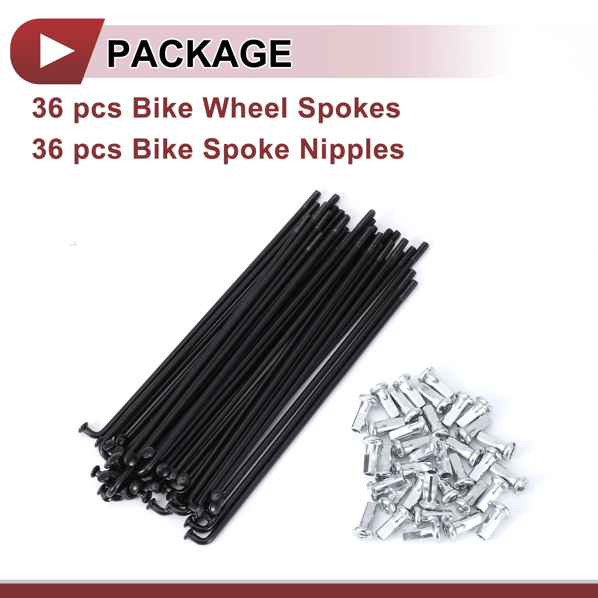 Unique Bargains 36 Set 12G Bicycle Spoke 12G Bike Wheel Spokes 45 Steel Black-125mm