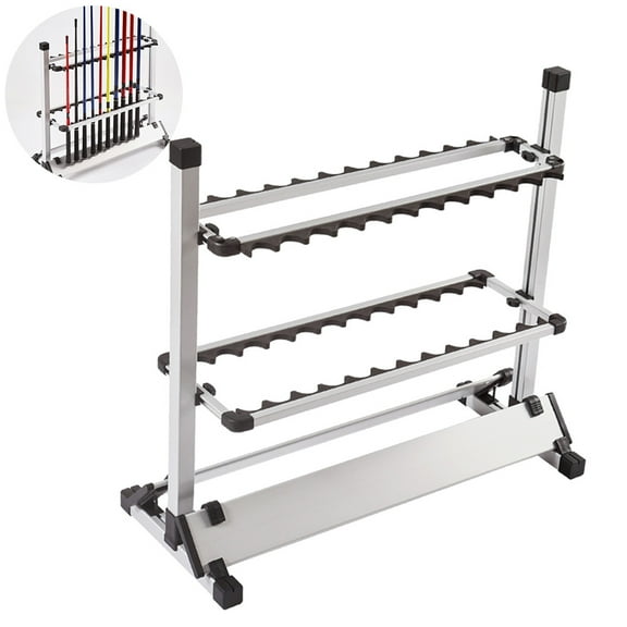 OATIPHO  Fishing Rod Display Rack, Black Aluminum, Interlocking, Easy Assembly
