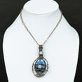 thumbnail image 5 of Natural Owyhee Opal, Moonstone Gemstone Copper Wire Wrap Pendant 2.76", 5 of 5