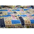 thumbnail image 2 of DaDa Bedding Cottage Blue Ivory Yellow Floral Scalloped Cotton Patchwork Quilted Bedspread Set (DXJ103269-1), 2 of 6
