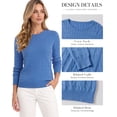 thumbnail image 4 of QUALFORT Women’s Cable Knit Sweater, Crew Neck Lightweight Long Sleeve Pullover, Blue, Size XXL, 4 of 7