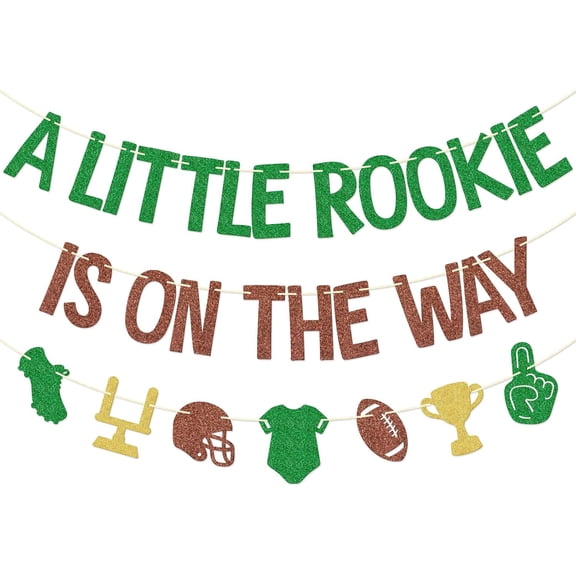 Football Baby Shower Banner, A Little Rookie is on the Way Decorations, Football Gender Reveal Baby Shower Decor, Sports Theme Party Decorations