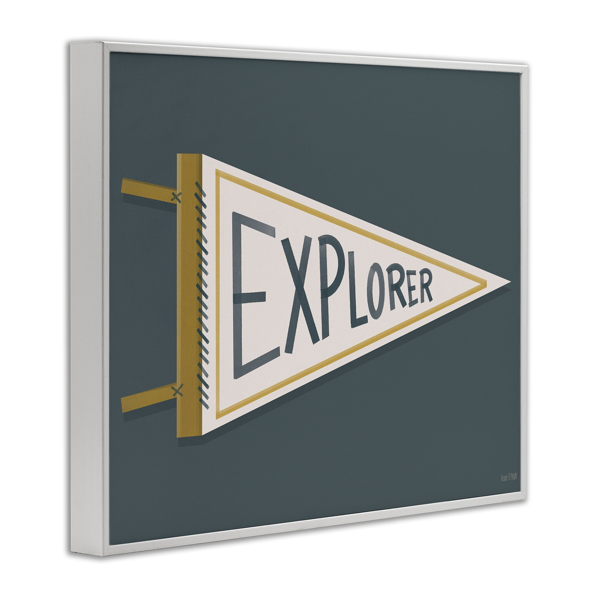 Stupell Industries Explorer Retro Pennant White Framed Giclee Art, design by House Fenway
