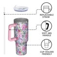 thumbnail image 4 of Pink Breast Cancer Tumbler with Handle and Lid,40oz Double Wall Vacuum Insulated Tumbler,Cups Gift for Women and Men, 4 of 7