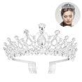 thumbnail image 1 of Wedding Tiara Crystal Crown With Rhinestone Wedding Headband Comb For Bridal Crown Wedding Proms Pageants Princess Parties Birthday, 1 of 5