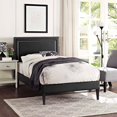 thumbnail image 2 of Virginia Queen Fabric Platform Bed with Squared Tapered Legs Beige, 2 of 11