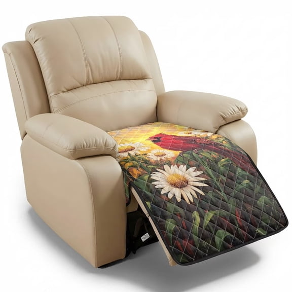 FOR U DESIGNS Cardinal Daisy Print Recliner Chair Covers Anti-Slip Recliner Cover Waterproof Furniture Protector, Reclining Sofa Slipcover for Pets Dogs